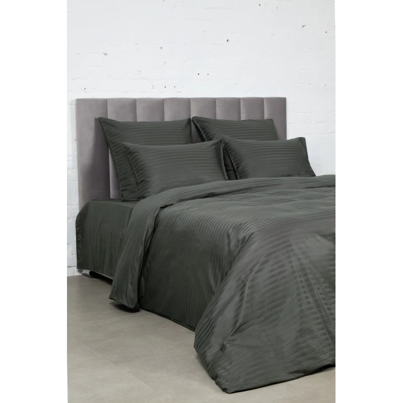 КПБ страйп-сатин "ЕА" 130г/м "ЕА-Мокрый асфальт" р. Евро 2 арт. 63-С120016 (полоса 1*1 см) (240 см)