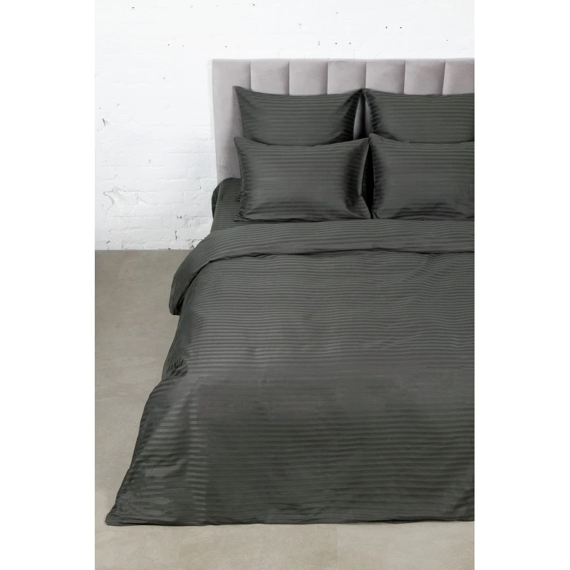 КПБ страйп-сатин "ЕА" 130г/м "ЕА-Мокрый асфальт" р. Евро-Макс арт. 63-С120016 (полоса 1*1 см)  (240 см)