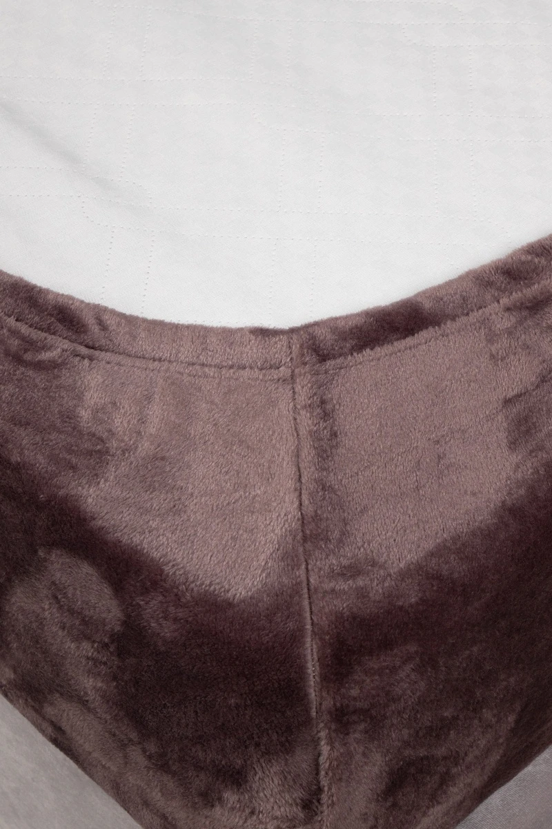 Покрывало на резинке плюш велюр с бортом арт. 004-ODN Кофе