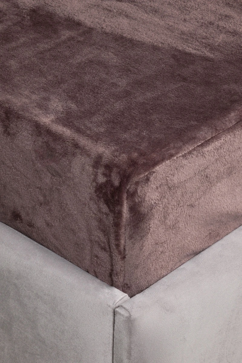 Покрывало на резинке плюш велюр с бортом арт. 004-ODN Кофе