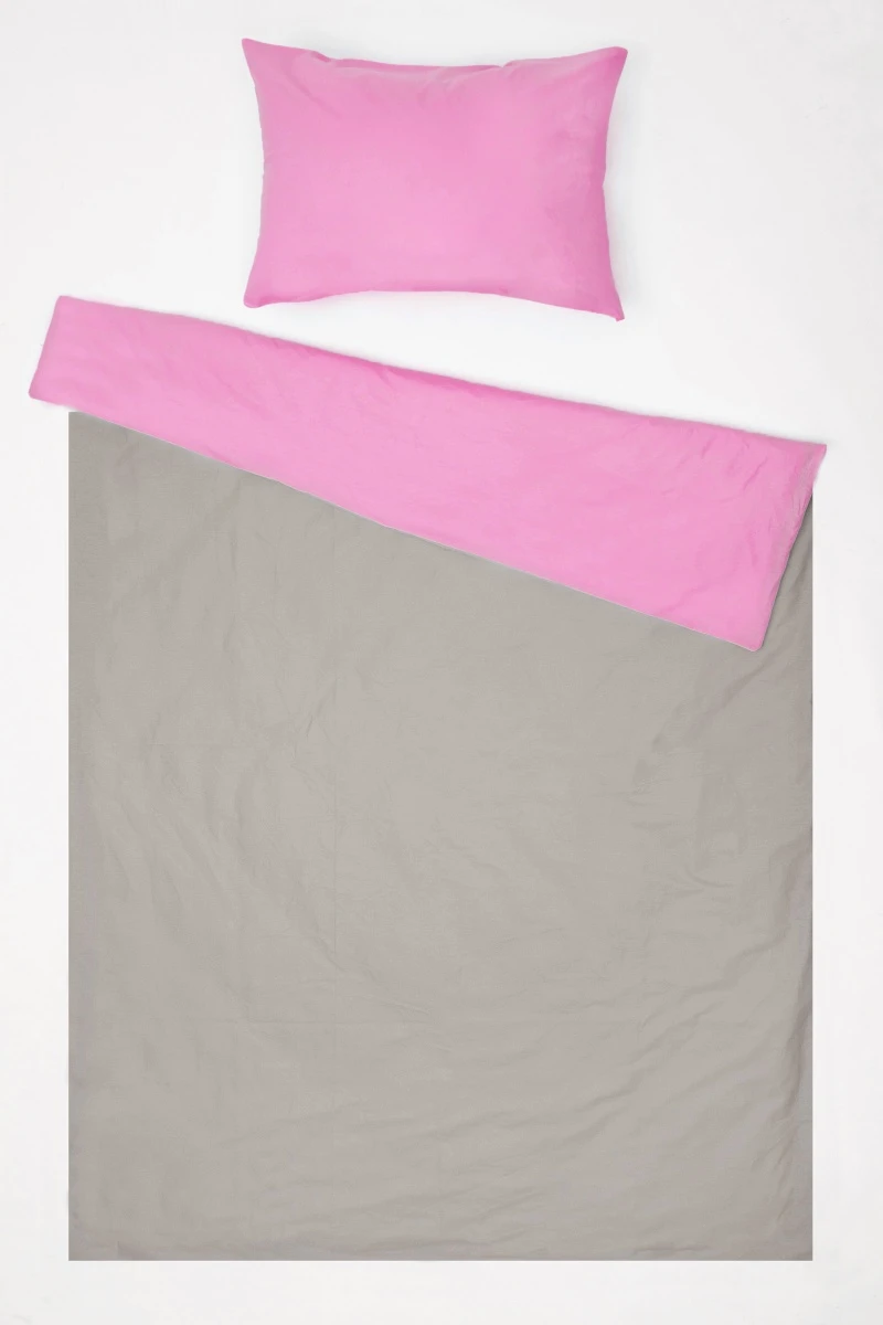 1 + 1 Пододеяльник и наволочка бязь ГОСТ "Гладье" (Серый+Фламинго) ком, 50х70 см (71092-4 + 71092-5, "ТЛ")