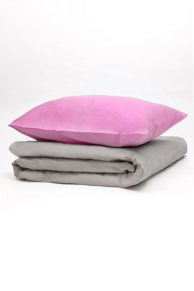 1 + 1 Пододеяльник и наволочка бязь ГОСТ "Гладье" (Серый+Фламинго) ком, 50х70 см (71092-4 + 71092-5, "ТЛ")