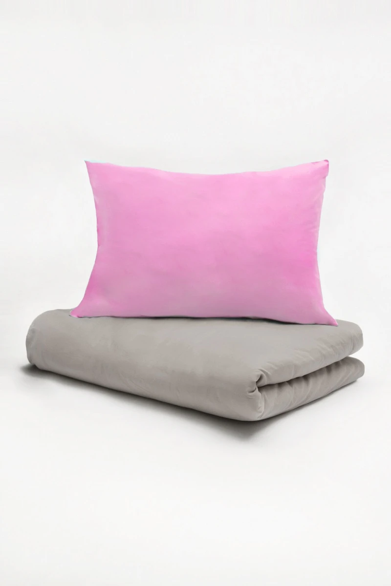 1 + 1 Пододеяльник и наволочка бязь ГОСТ "Гладье" (Серый+Фламинго) ком, 50х70 см (71092-4 + 71092-5, "ТЛ")