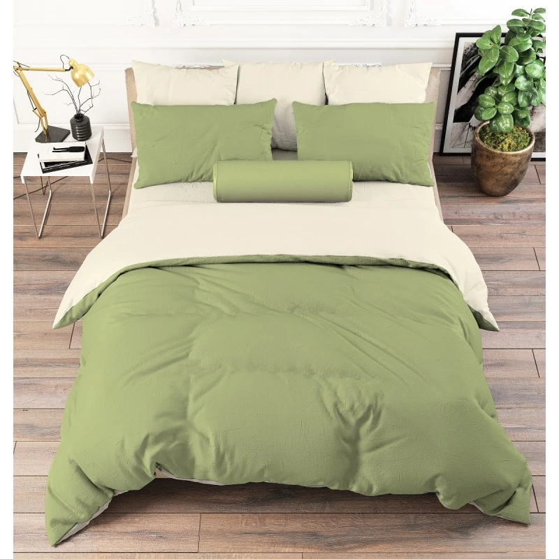 КПБ 4 "ГОС" поплин "Олива+Бежевый" ком. р. 2.0 сп. арт. 37002 + 31006