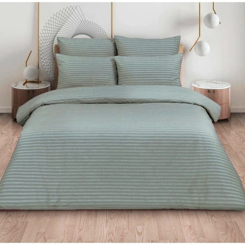 КПБ на пуговицах "ХБК" страйп-перкаль "Лунная соната-Серый камень" р. Евро-Мини арт. 6793-16 (полоса 1*1 см)