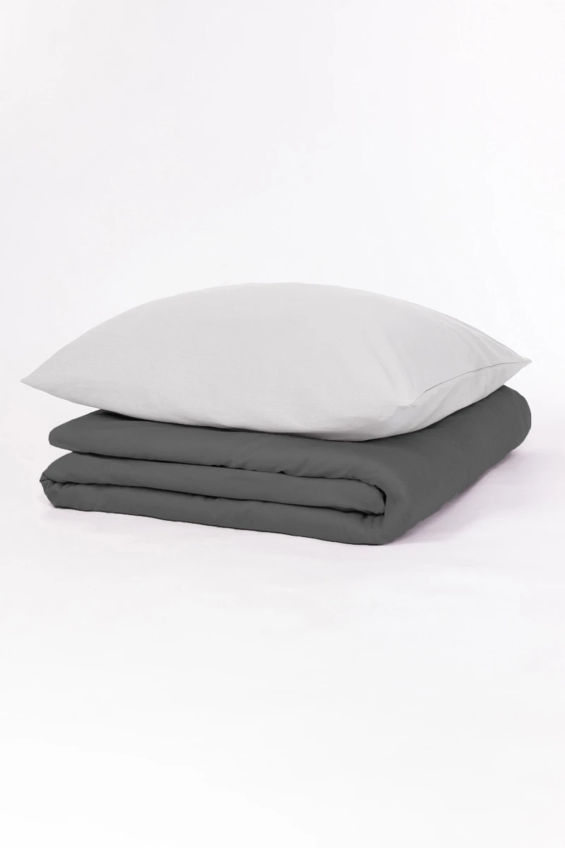 1 + 2 Пододеяльник и 2 наволочки поплин "Грэй+Серый туман" ком, 70х70 см (70117+70162, "МИЛАН")