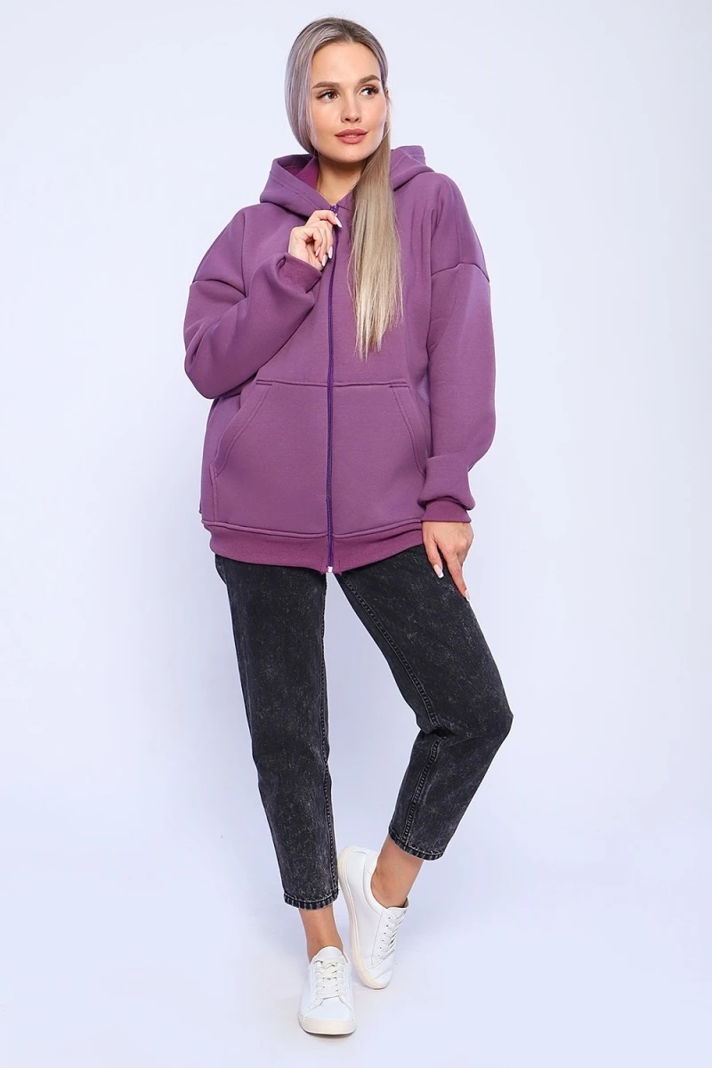 Худи женское на молнии - ZIP - 649 - ежевика