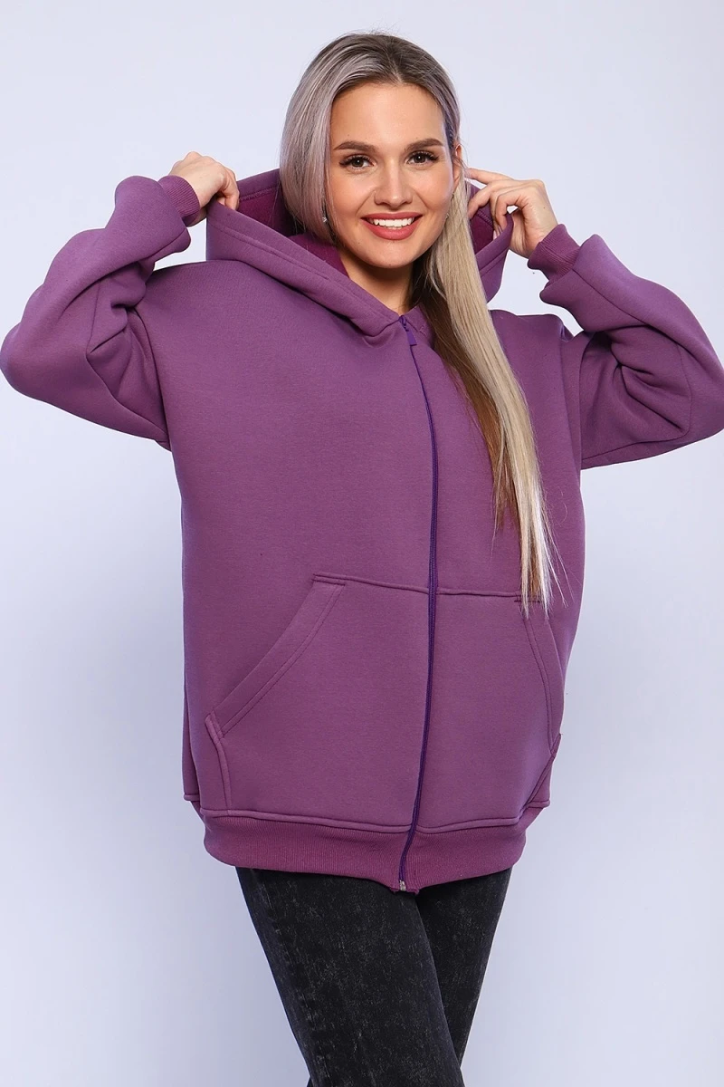 Худи женское на молнии - ZIP - 649 - ежевика