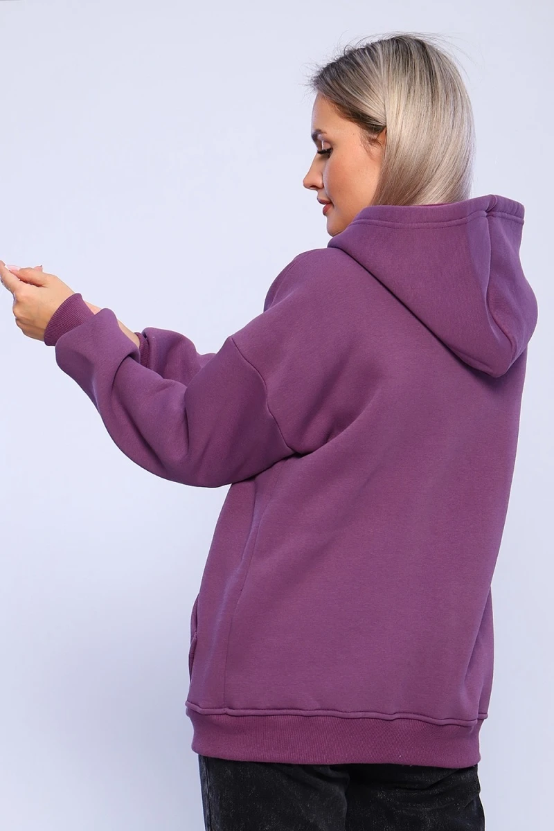 Худи женское на молнии - ZIP - 649 - ежевика