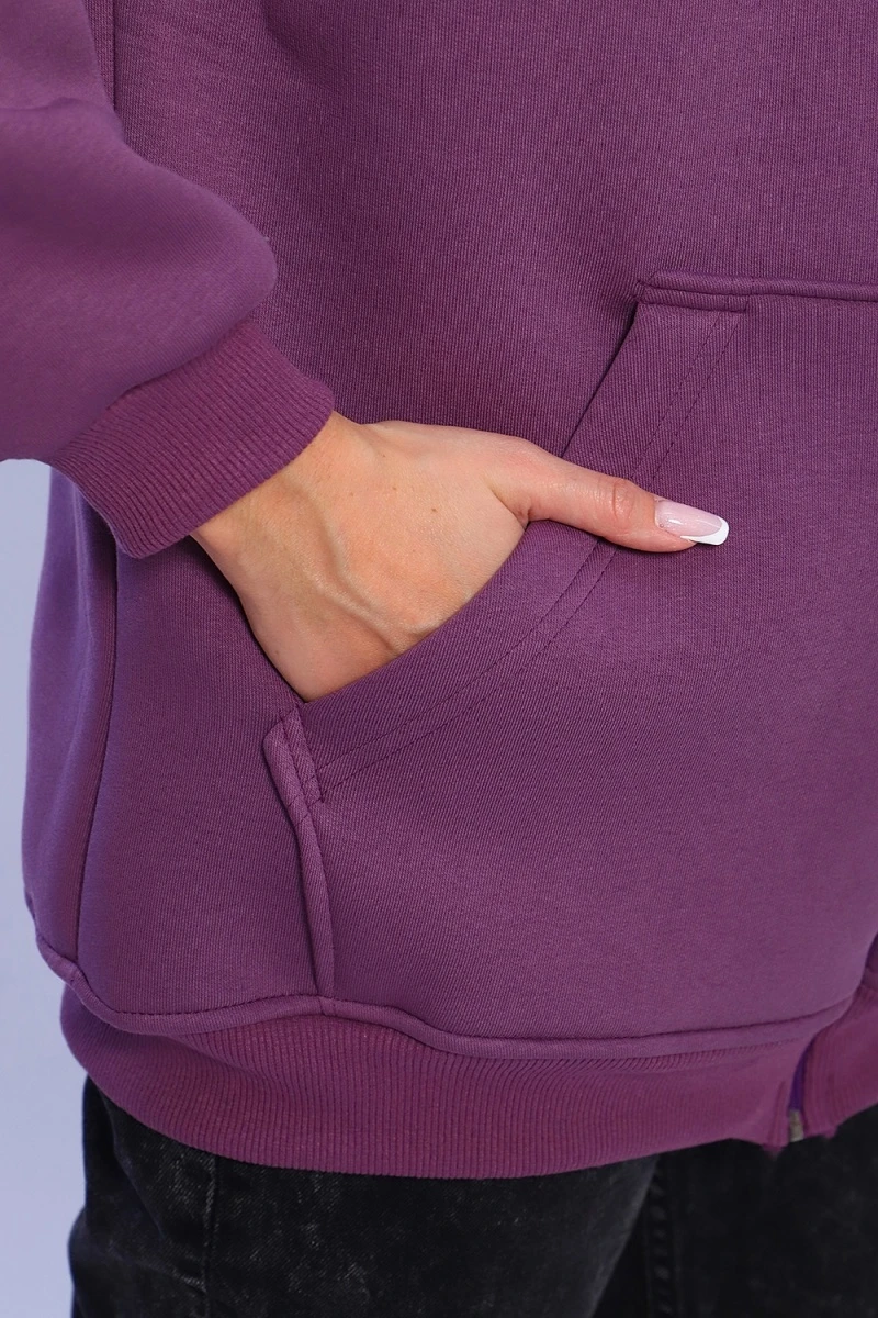 Худи женское на молнии - ZIP - 649 - ежевика