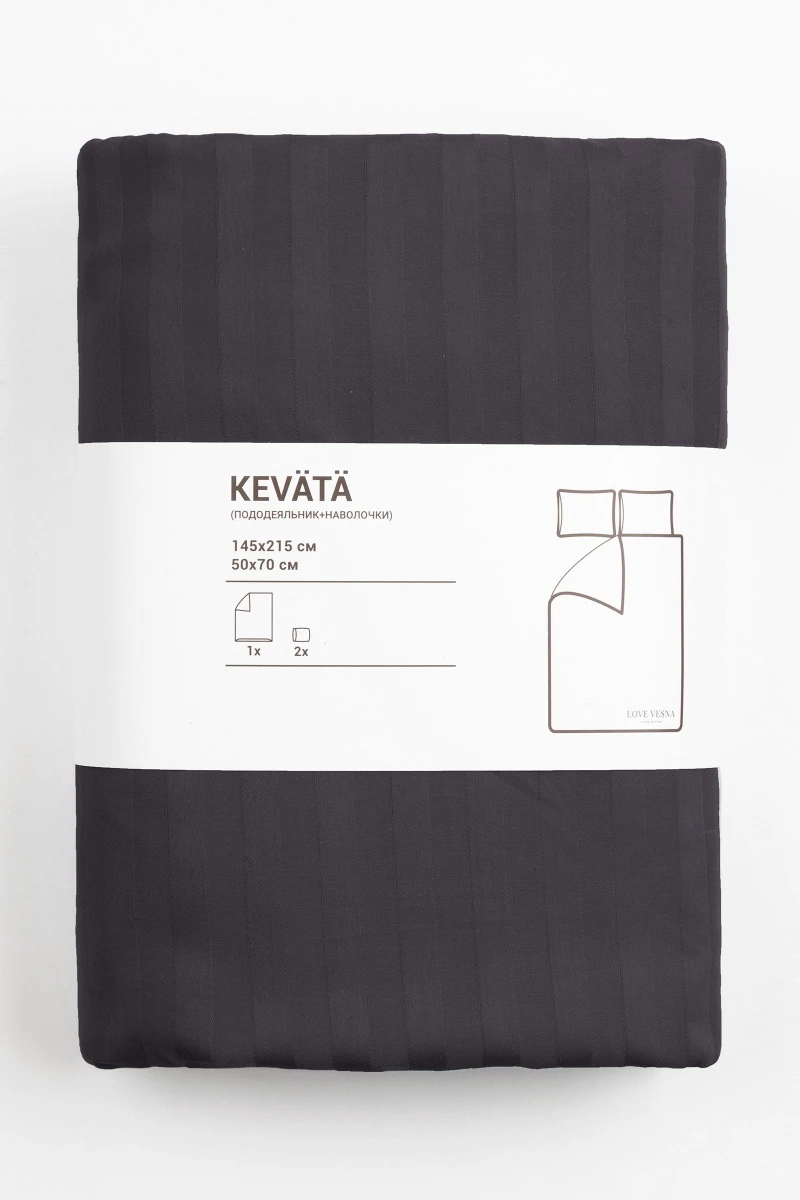 1 + 1 Пододеяльник и наволочка страйп-сатин "ЕА-Графит", 50х70 см (3910, "ЕА") (240 см)