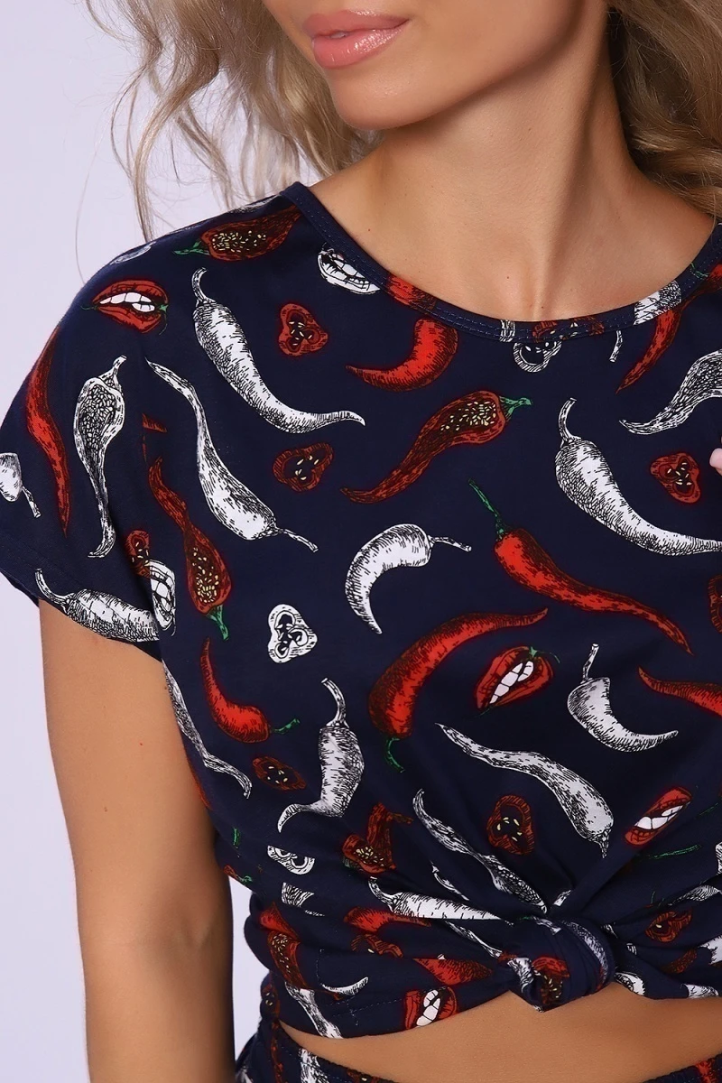 Пижама с шортами 89342 (темно-синий)