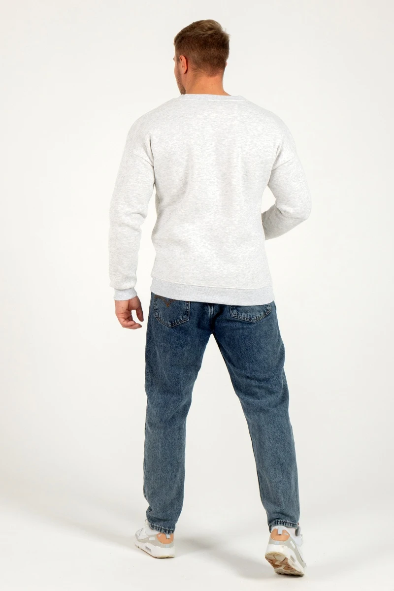 Свитшот с начесом мужской - Snow man - 897 - серый меланж