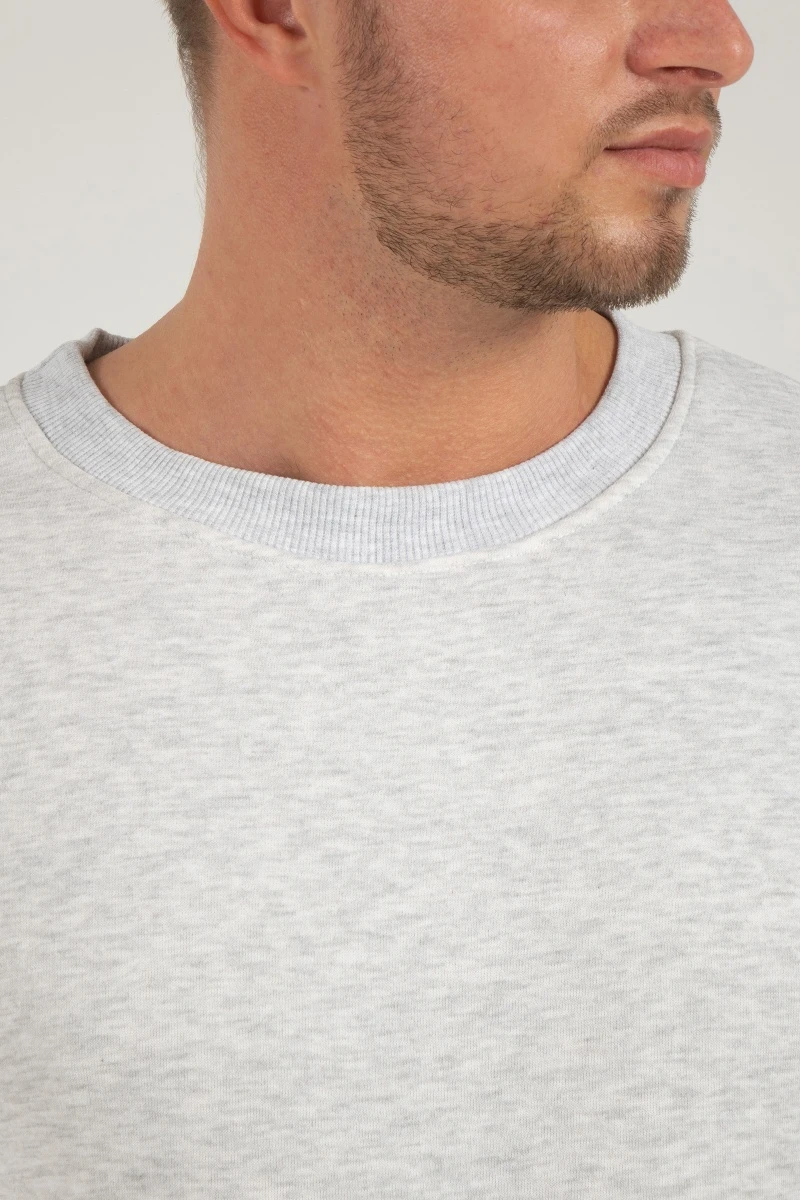 Свитшот с начесом мужской - Snow man - 897 - серый меланж