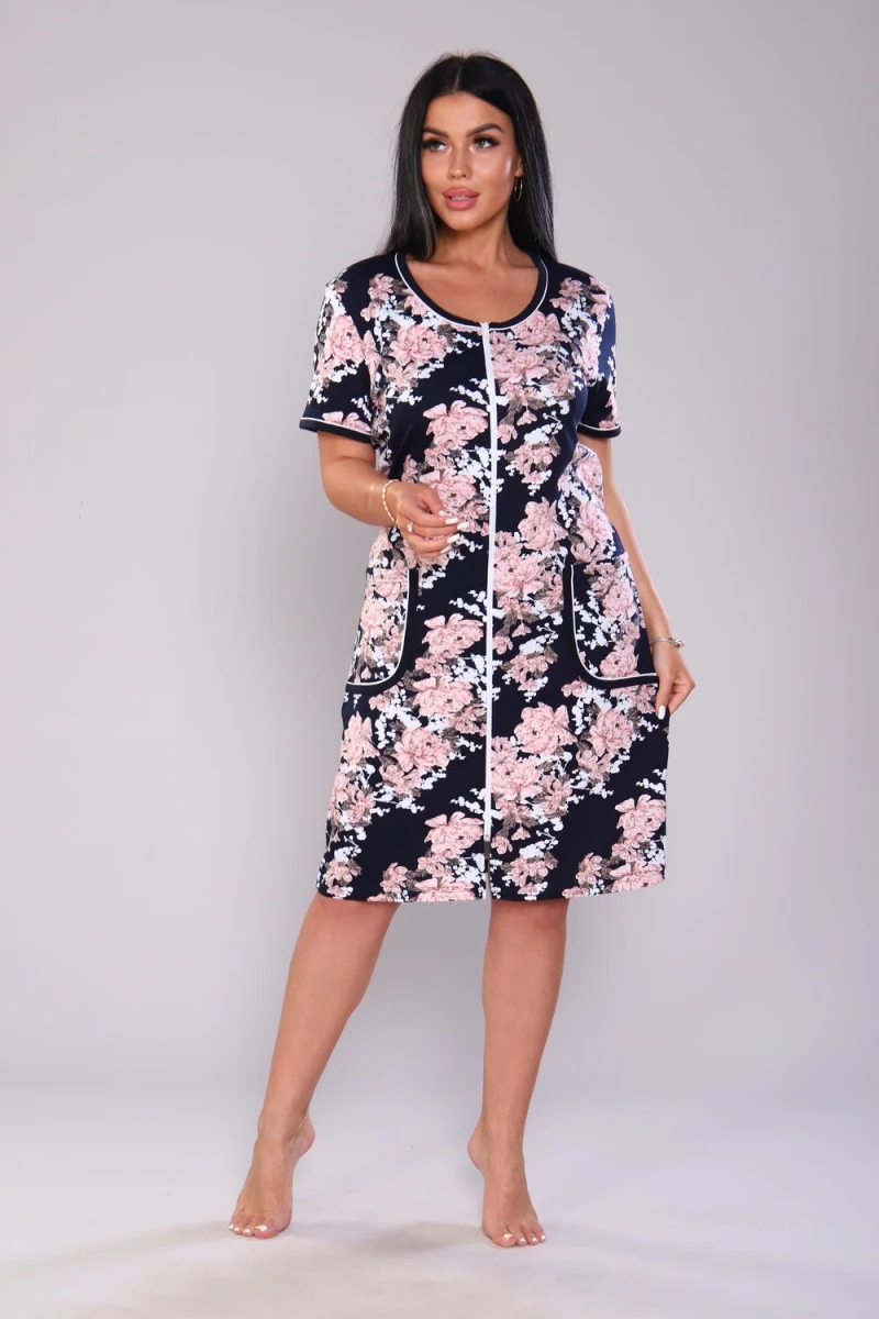 Халат 61073 (темно-синий+розовый)