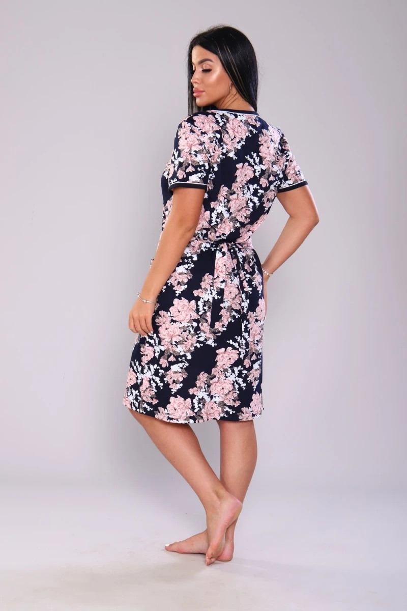 Халат 61073 (темно-синий+розовый)