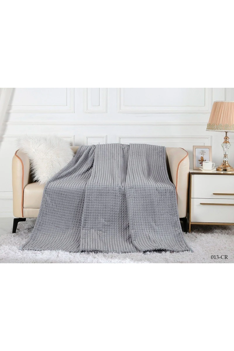 Покрывало плюш велюр 013-CRE Серый (270 г)