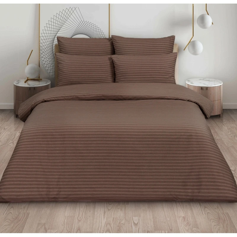 КПБ 4 "ХБК" страйп-перкаль "Лунная соната-Шоколад" р. Евро арт. 6793-18 (полоса 1*1 см)