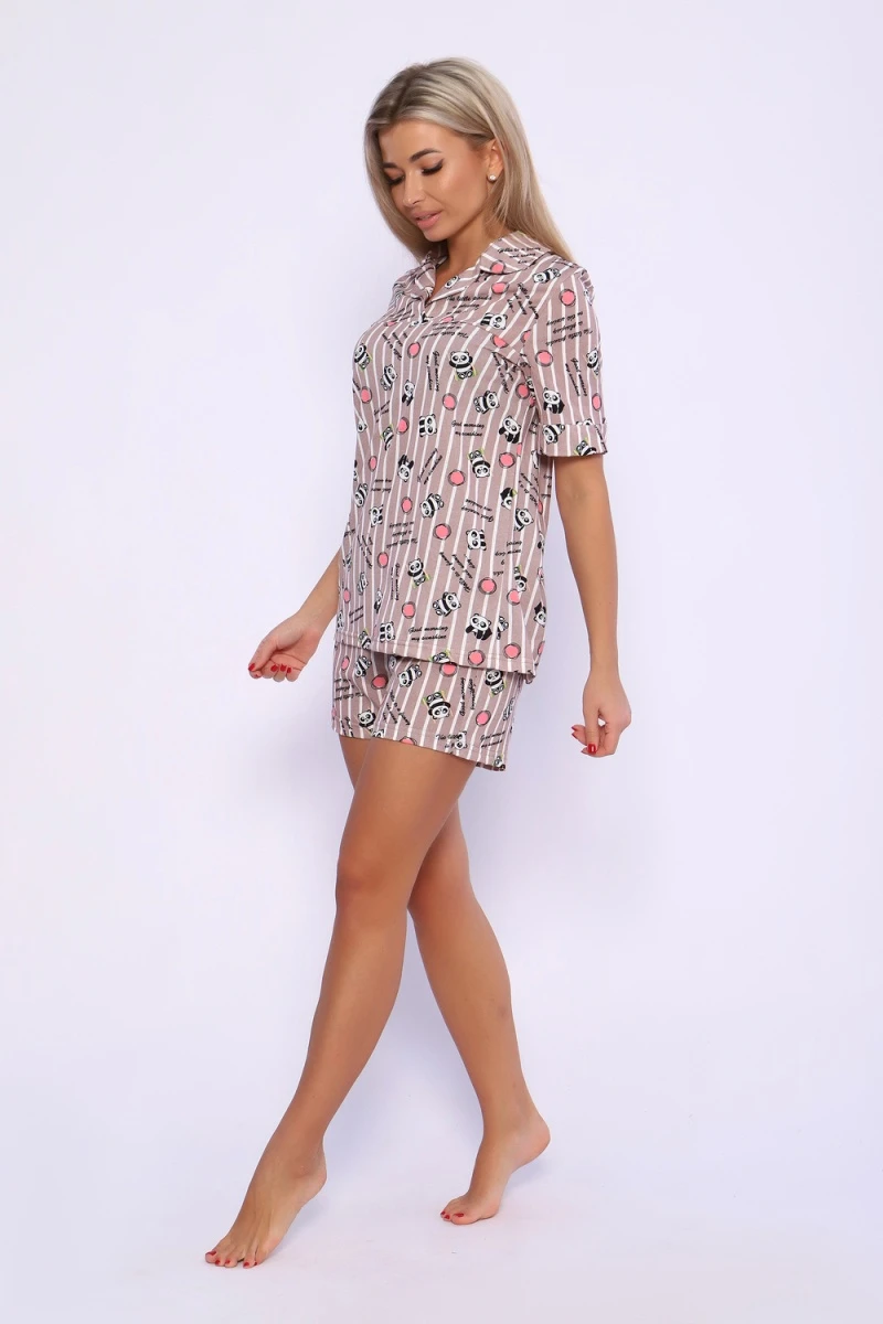 Пижама с шортами 89364 (светло-коричневый)