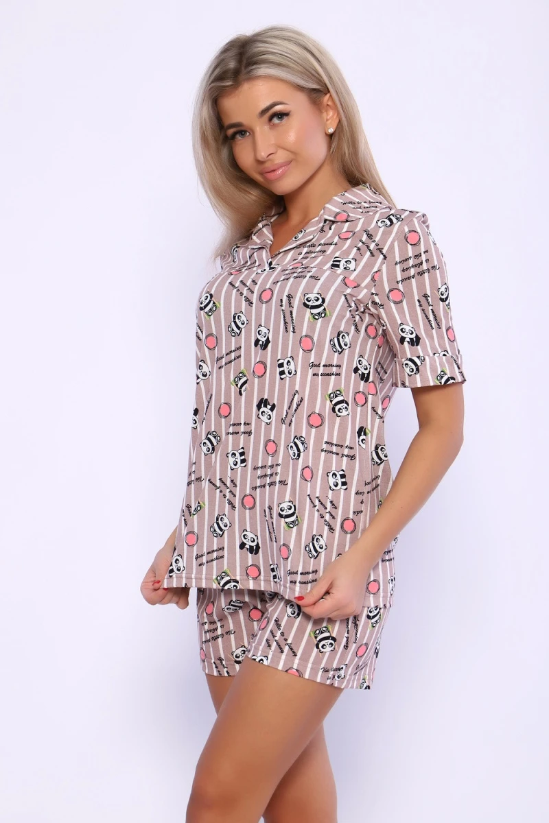 Пижама с шортами 89364 (светло-коричневый)