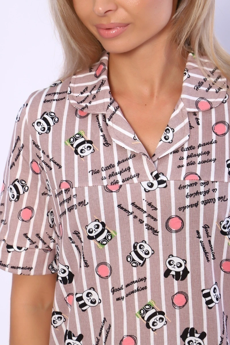 Пижама с шортами 89364 (светло-коричневый)