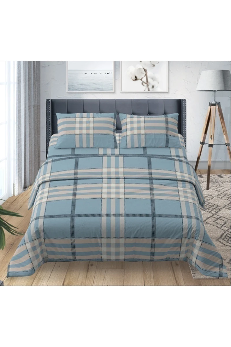 Простыня бязевая на резинке "ТТ" "Престиж" голубой арт. 909-1