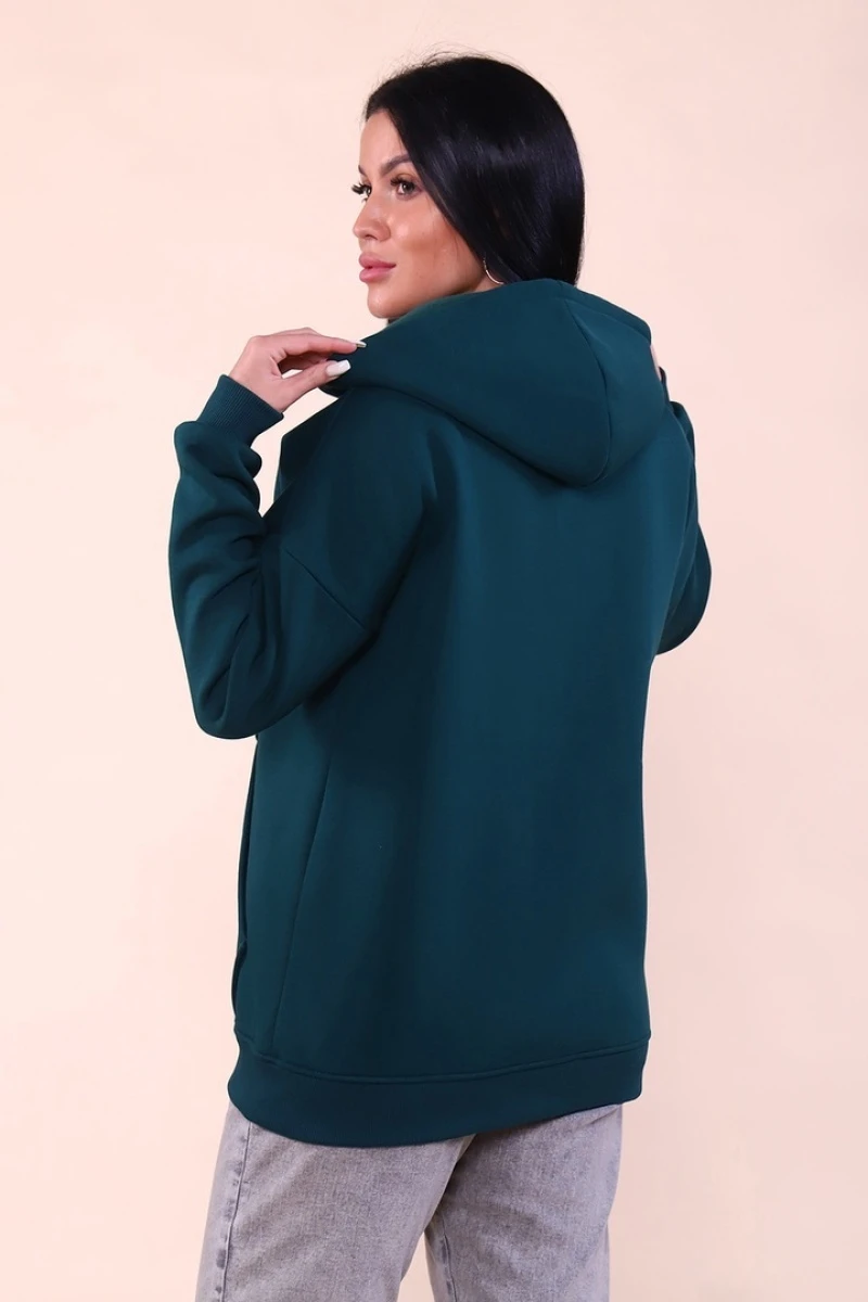 Худи женское на молнии - ZIP - 649 - изумруд