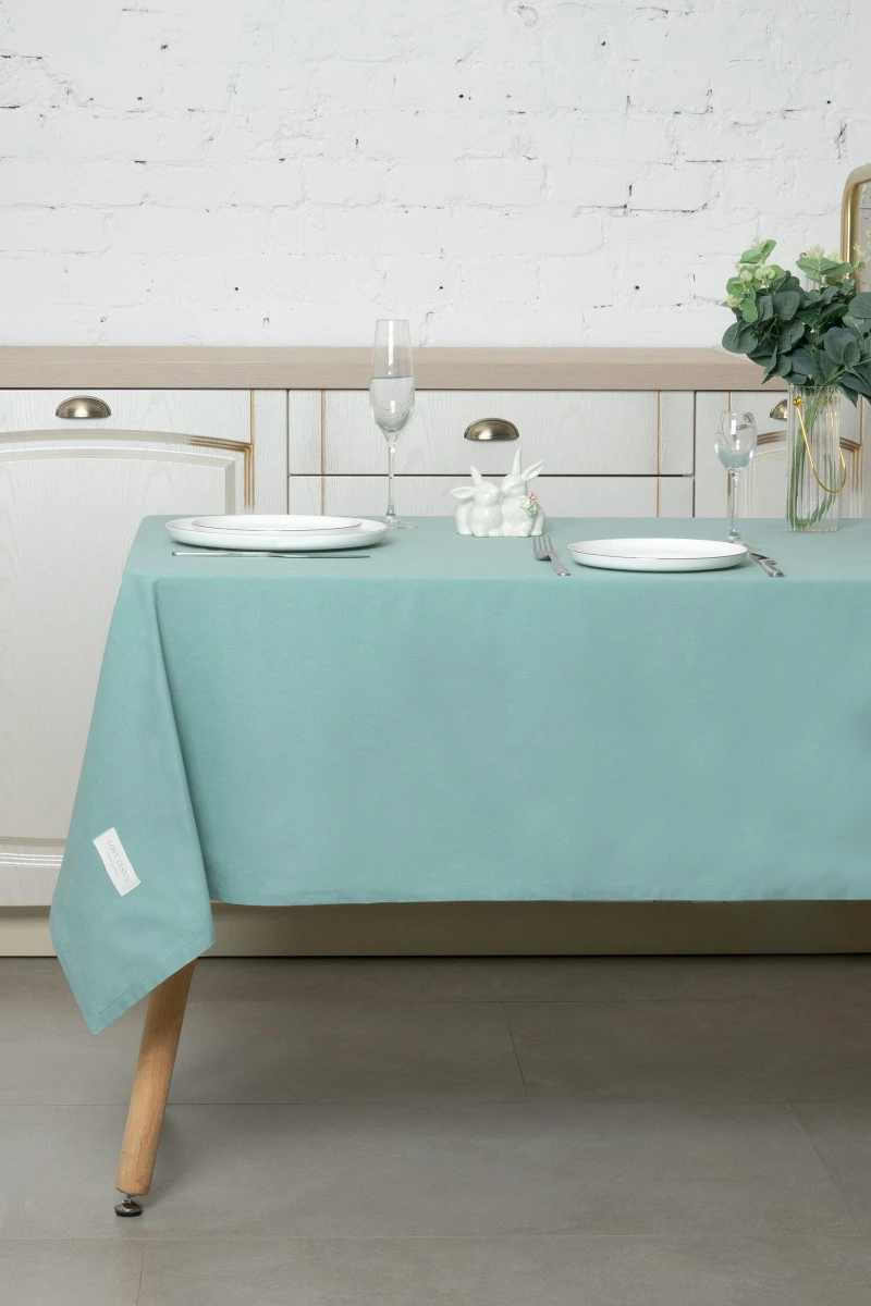 Скатерть из хлопка (ЭТ) "Ментол" (евро-угол) арт. 910