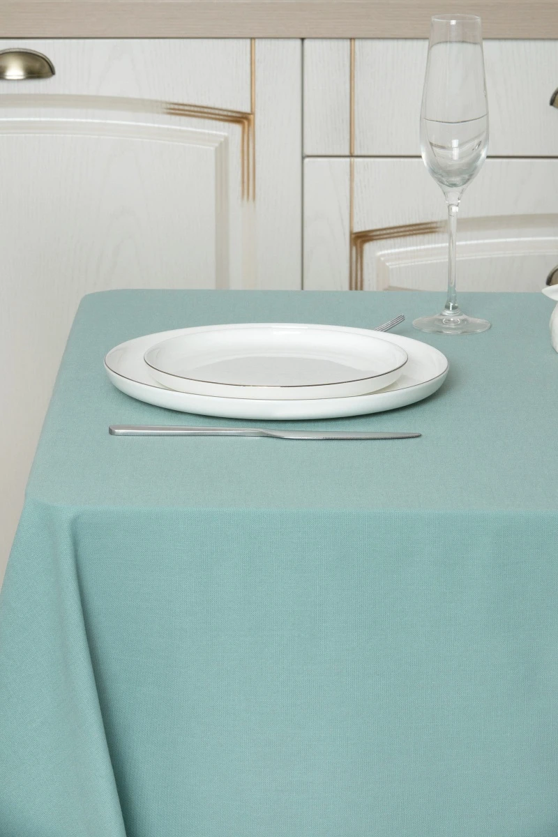 Скатерть из хлопка (ЭТ) "Ментол" (евро-угол) арт. 910