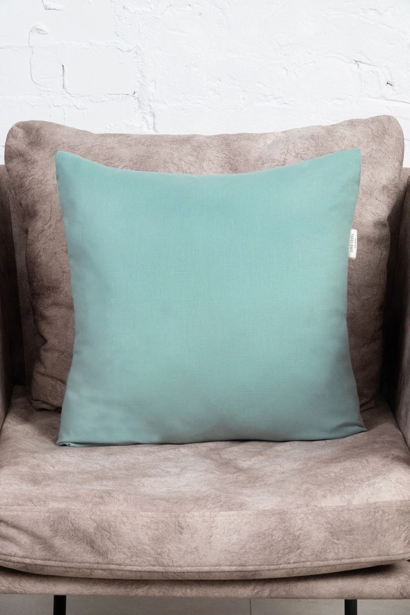 Декоративная наволочка на молнии из хлопка (ЭТ) "Ментол" арт. 910