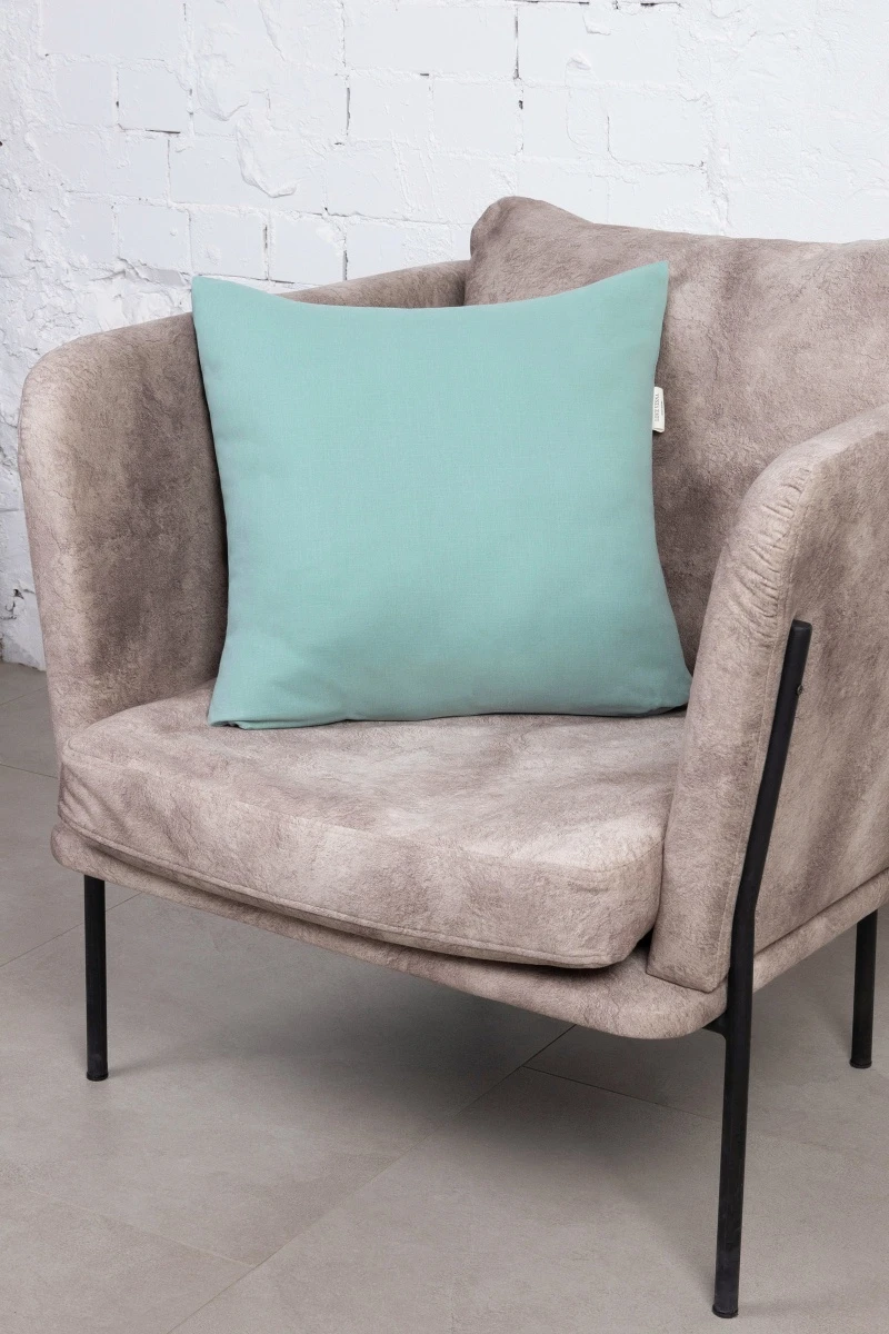 Декоративная наволочка на молнии из хлопка (ЭТ) "Ментол" арт. 910