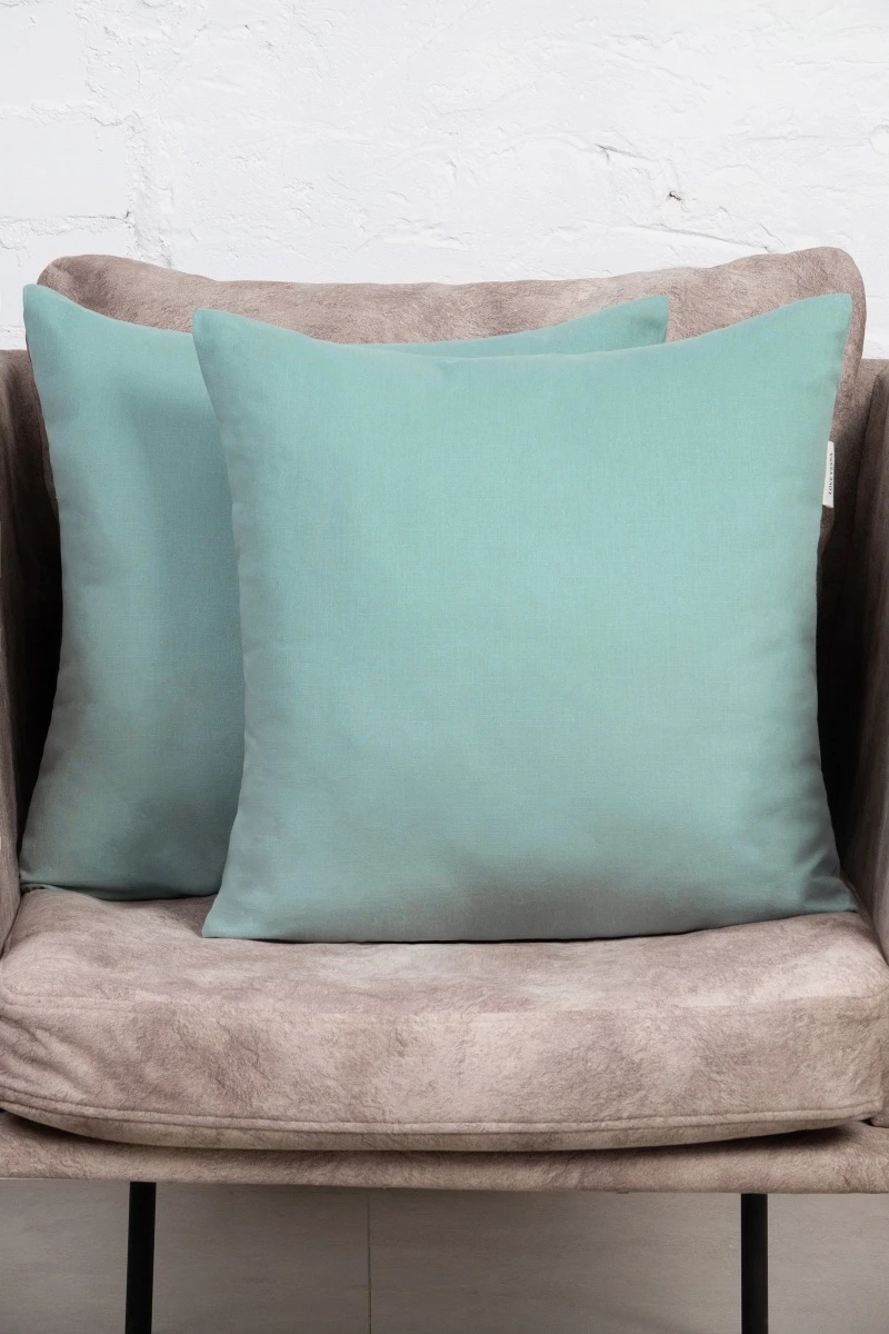 Декоративная наволочка на молнии из хлопка (ЭТ) "Ментол" арт. 910