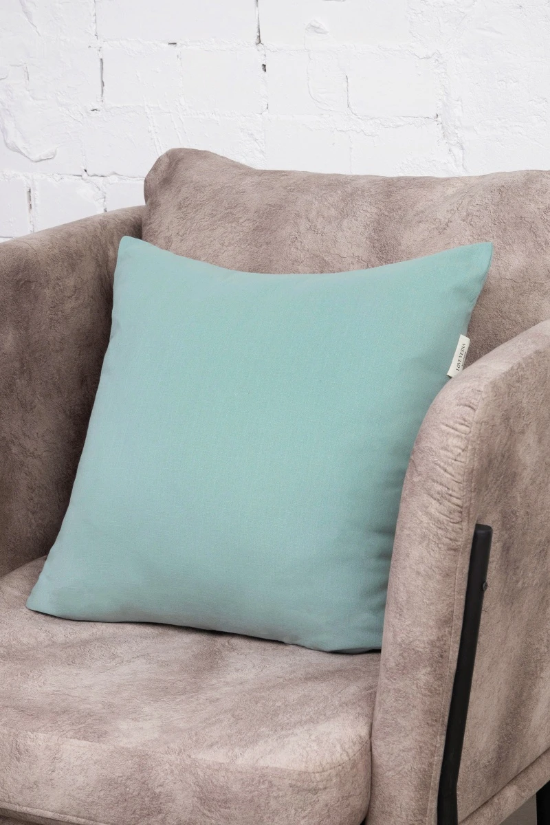 Декоративная наволочка на молнии из хлопка (ЭТ) "Ментол" арт. 910