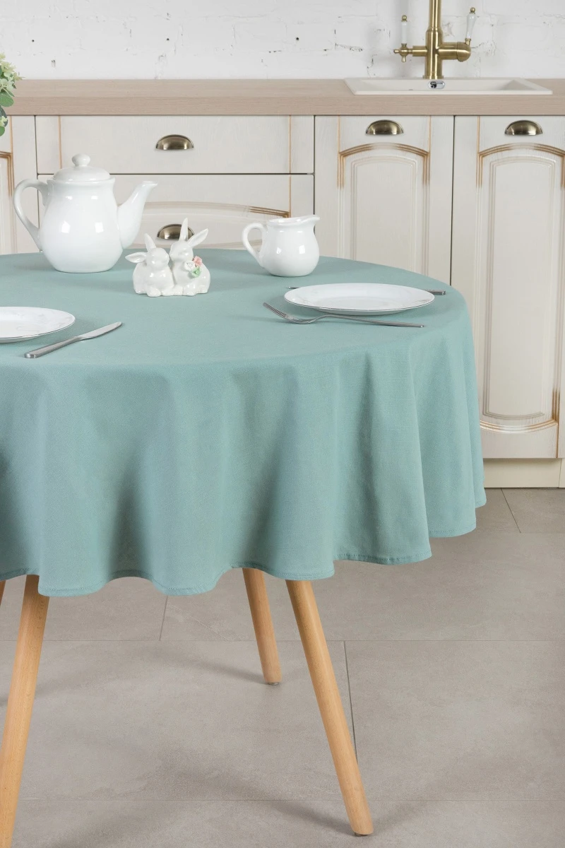 Скатерть круглая из хлопка (ЭТ) "Ментол" арт. 910 (145х145)