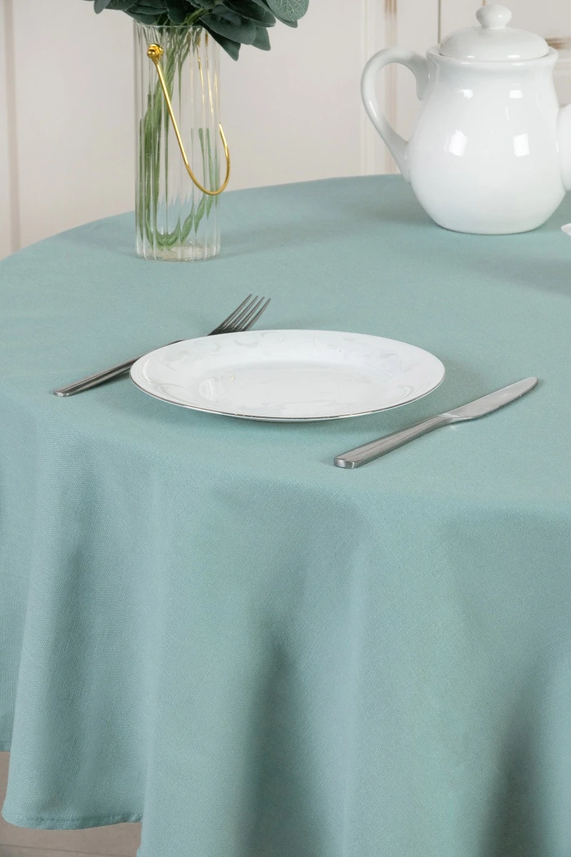 Скатерть круглая из хлопка (ЭТ) "Ментол" арт. 910 (145х145)