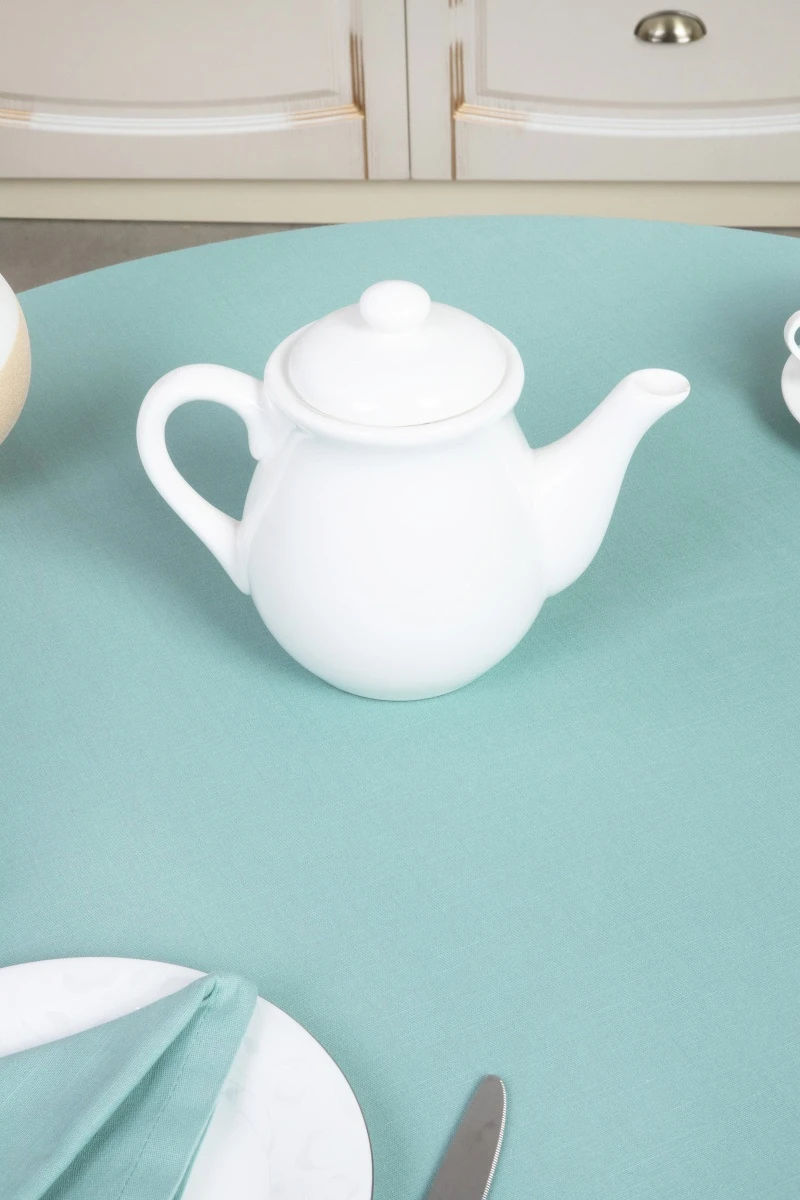 Скатерть круглая хлопковая на резинке (ЭТ) "Ментол" арт. 910 (140х140)