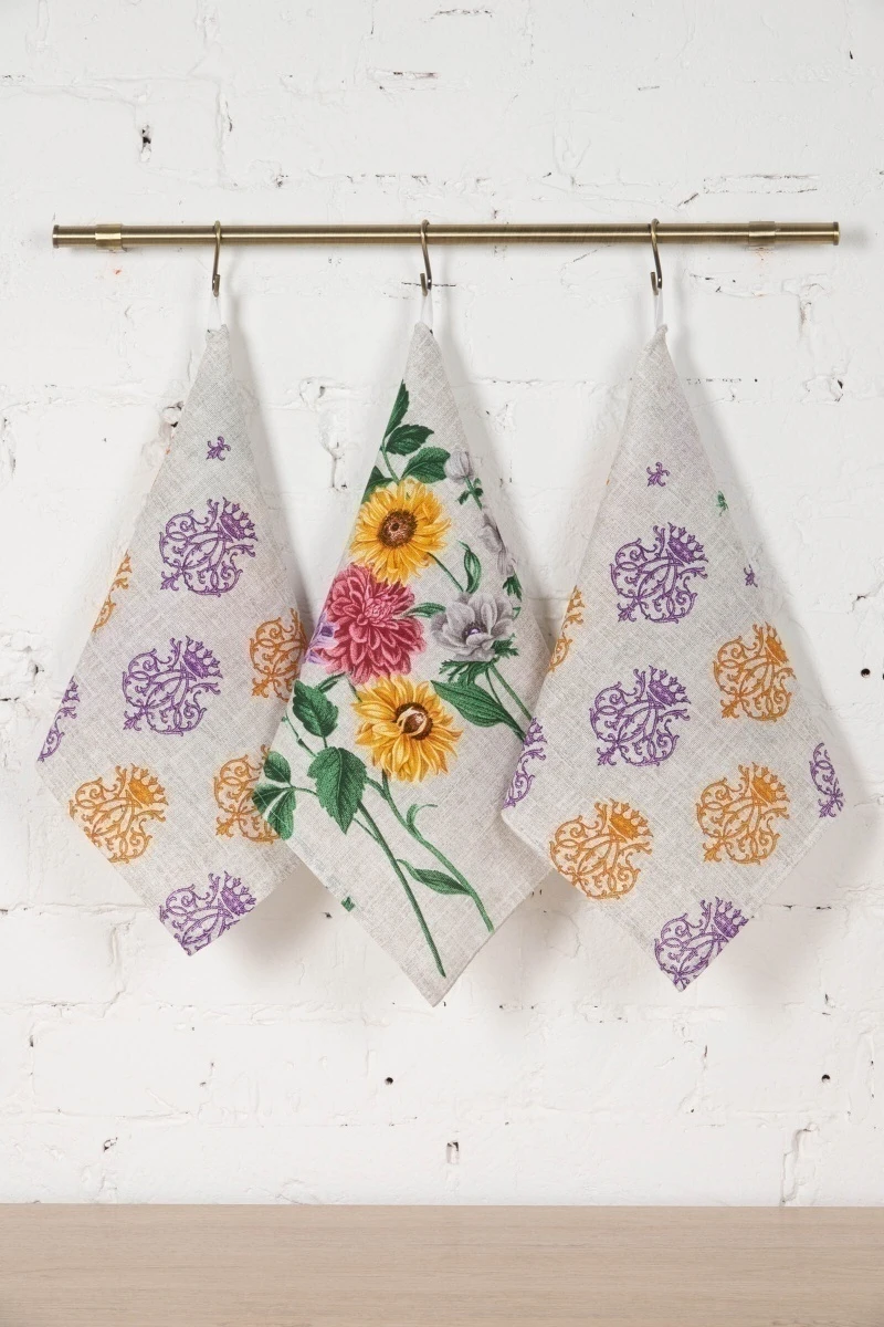 Набор полотенец рогожка (Пром) Микс Лета - 3 шт - 35х75 см