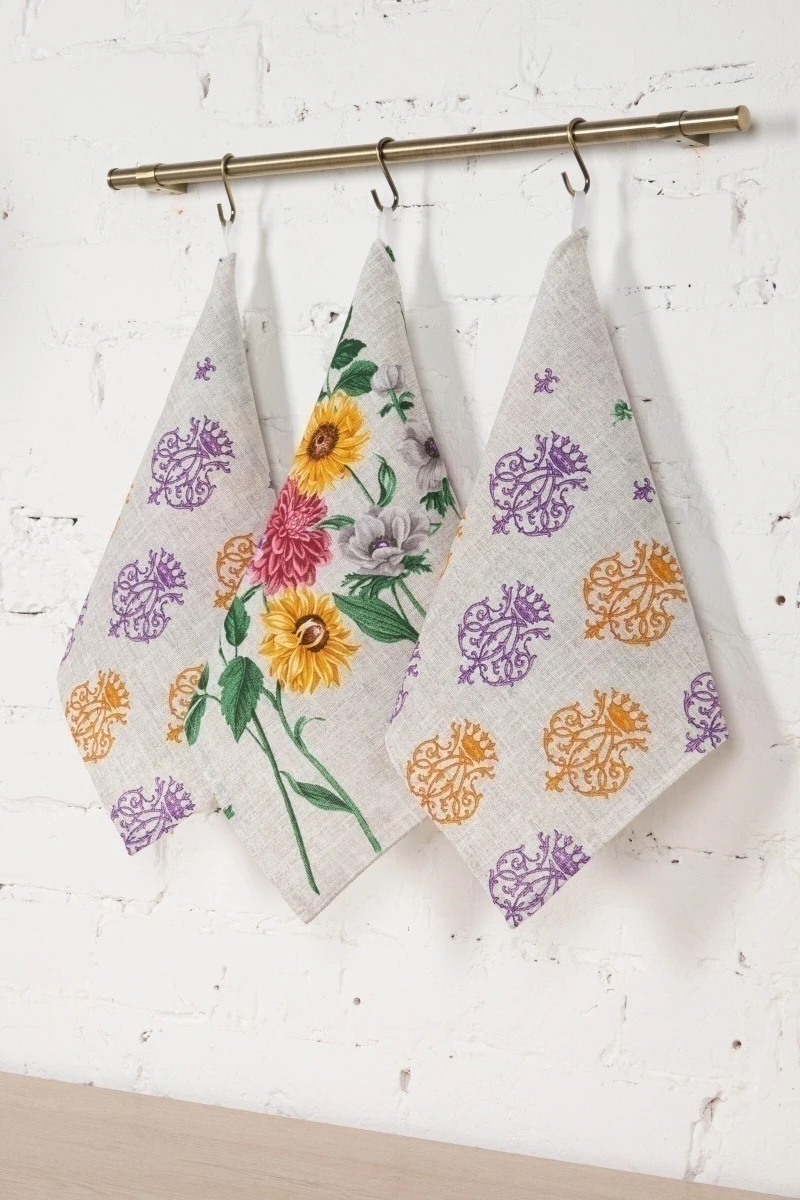 Набор полотенец рогожка (Пром) Микс Лета - 3 шт - 35х75 см