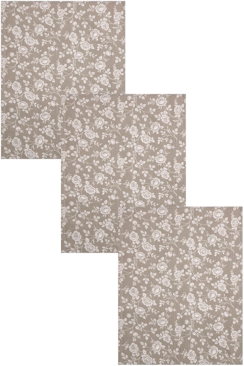 Набор полотенец рогожка (ТЛ) Рози (песочный) - 3 шт - 45х60 см