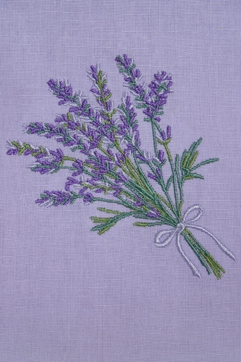 Полотенце полулен Фиалка с вышивкой Лаванда (ГОС) - 45/60
