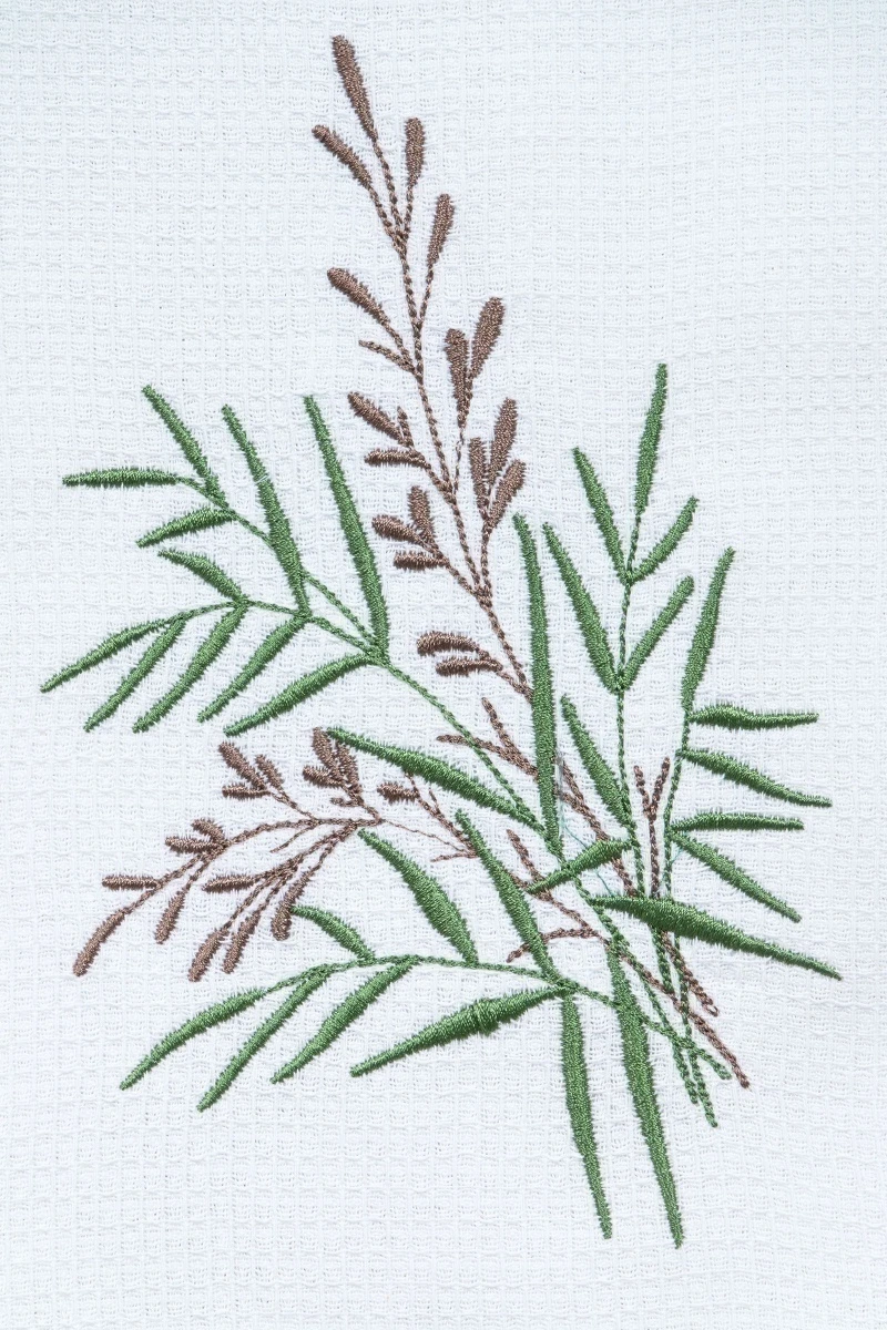 Полотенце ваф Отбеленное с вышивкой Веточка (ТТ) (160 гр)