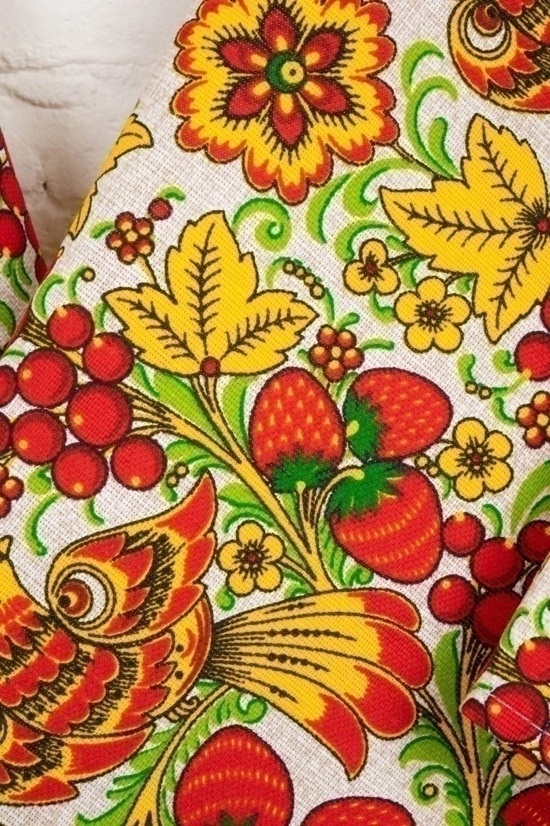 Набор полотенец рогожка (Диз) Хохлома (земляника) - 3 шт - 35х75 см