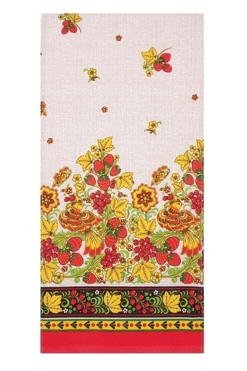 Набор полотенец рогожка (Диз) Хохлома (земляника) - 3 шт - 35х75 см