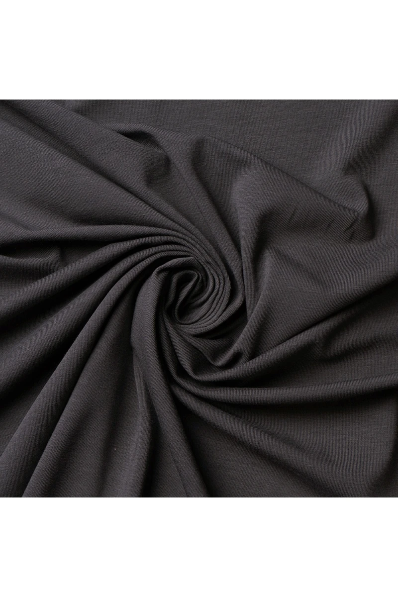 Ткань кулирка с лайкрой (чулок) "МИР" 170г/м2, 200см "Антрацит"