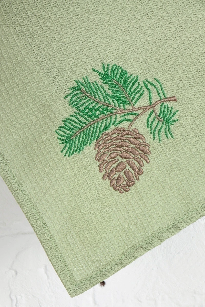Полотенце ваф 45/60 Олива с вышивкой Шишки (ТТ) (160 гр)