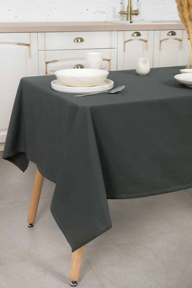 Скатерть из хлопка (ЭТ) "Темно-серый" (евро-угол)