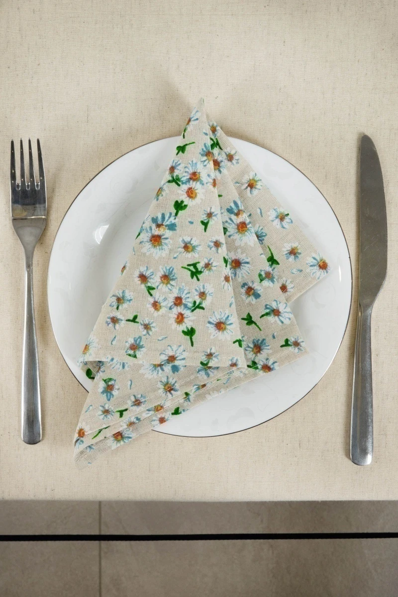 Салфетка полулен "ГОС" Россыпь ромашек