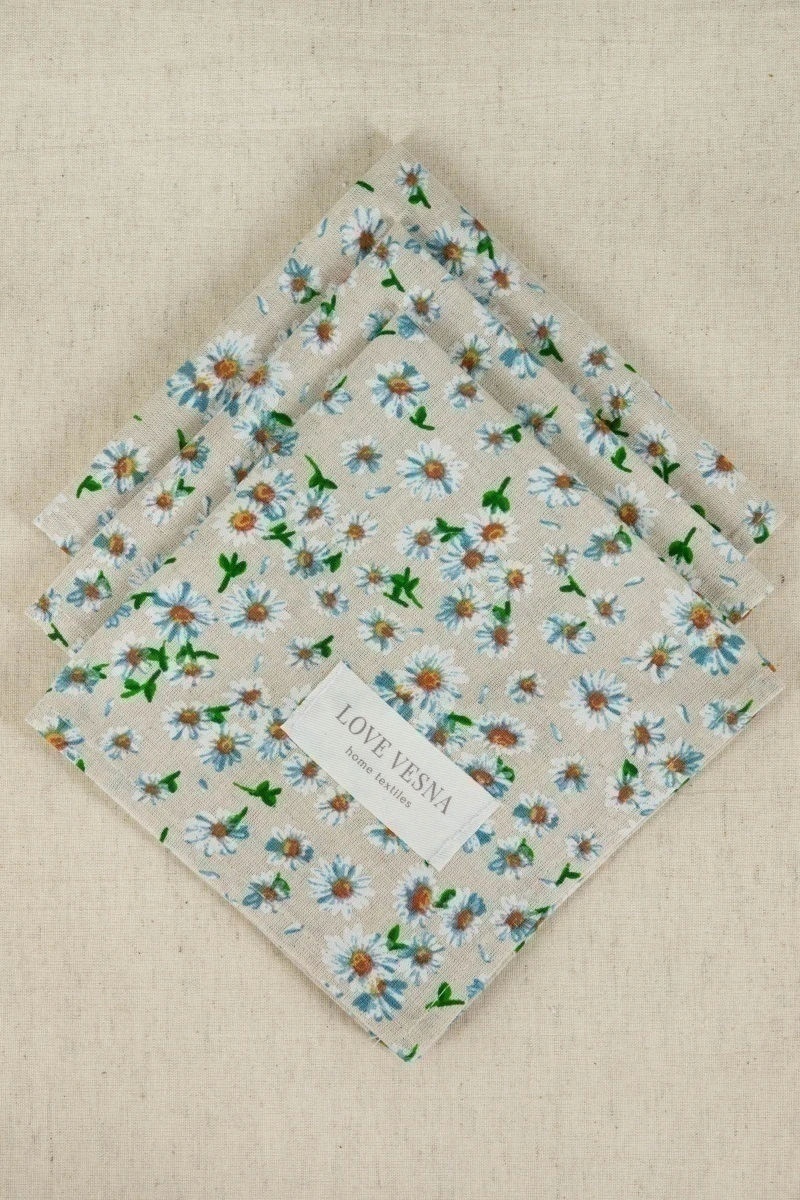 Салфетка полулен "ГОС" Россыпь ромашек