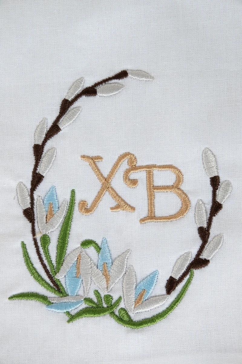 ЭКО мешочек для хранения Отбеленный бязь ГОСТ с вышивкой "ХВ"