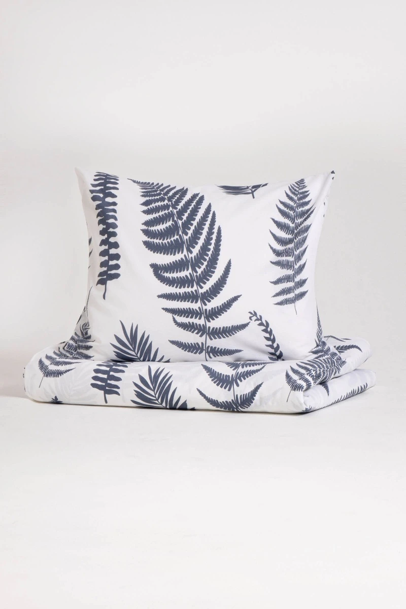 1 + 2 Пододеяльник и 2 наволочки поплин "Папоротник" белый, 70х70 см ("ГОС")